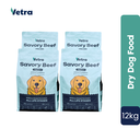 Vetra Bundle 12kg - Dry Dog Food Savory Beef - All Breeds and Ages (3kg x 4pcs) 